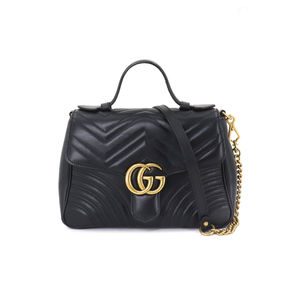 Gucci GG Marmont Small Top Handle Shoulder Bag Leather Black